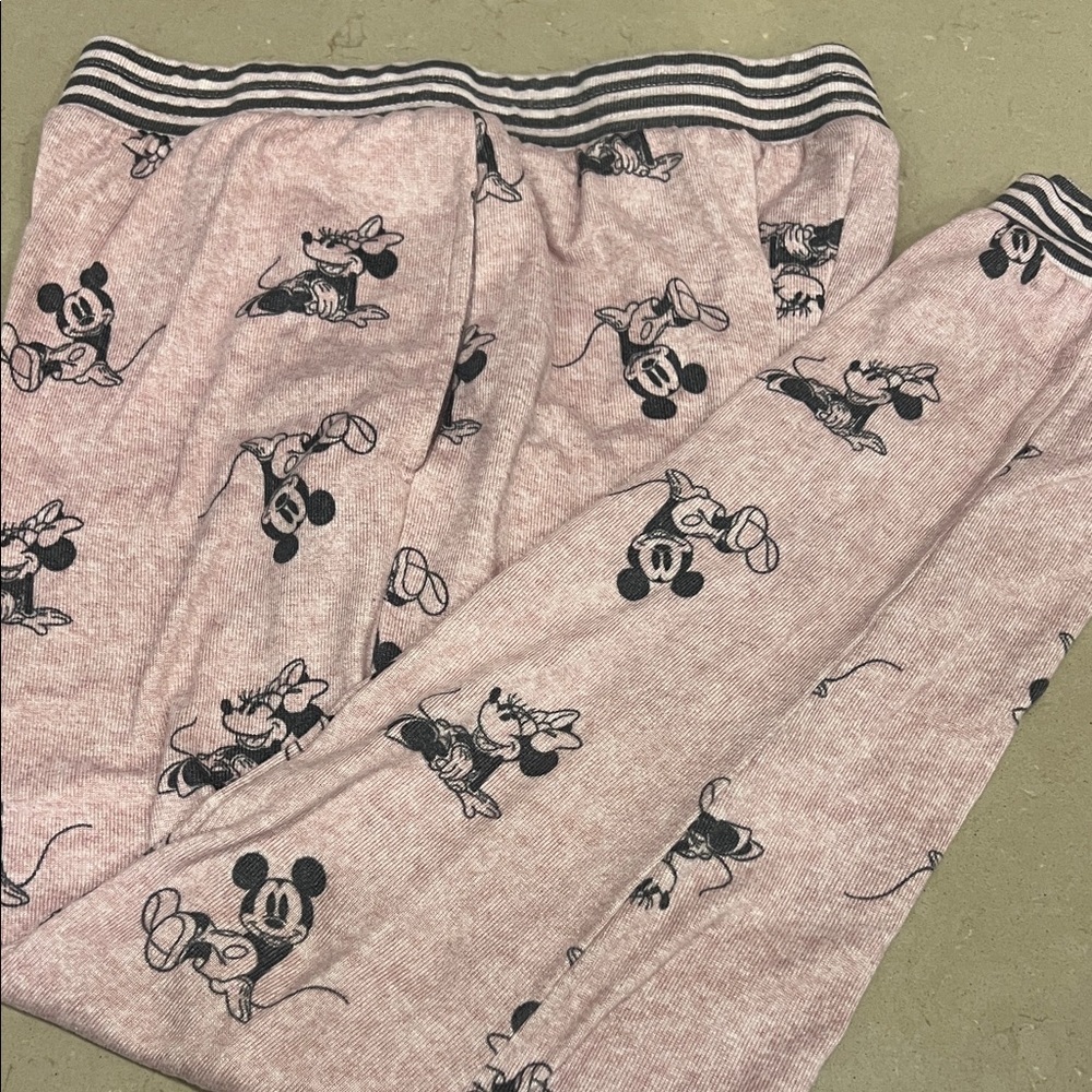 Disney Pink and Black Striped Soft Pajama Jogger Pants W Pockets Small - Picture 5 of 6
